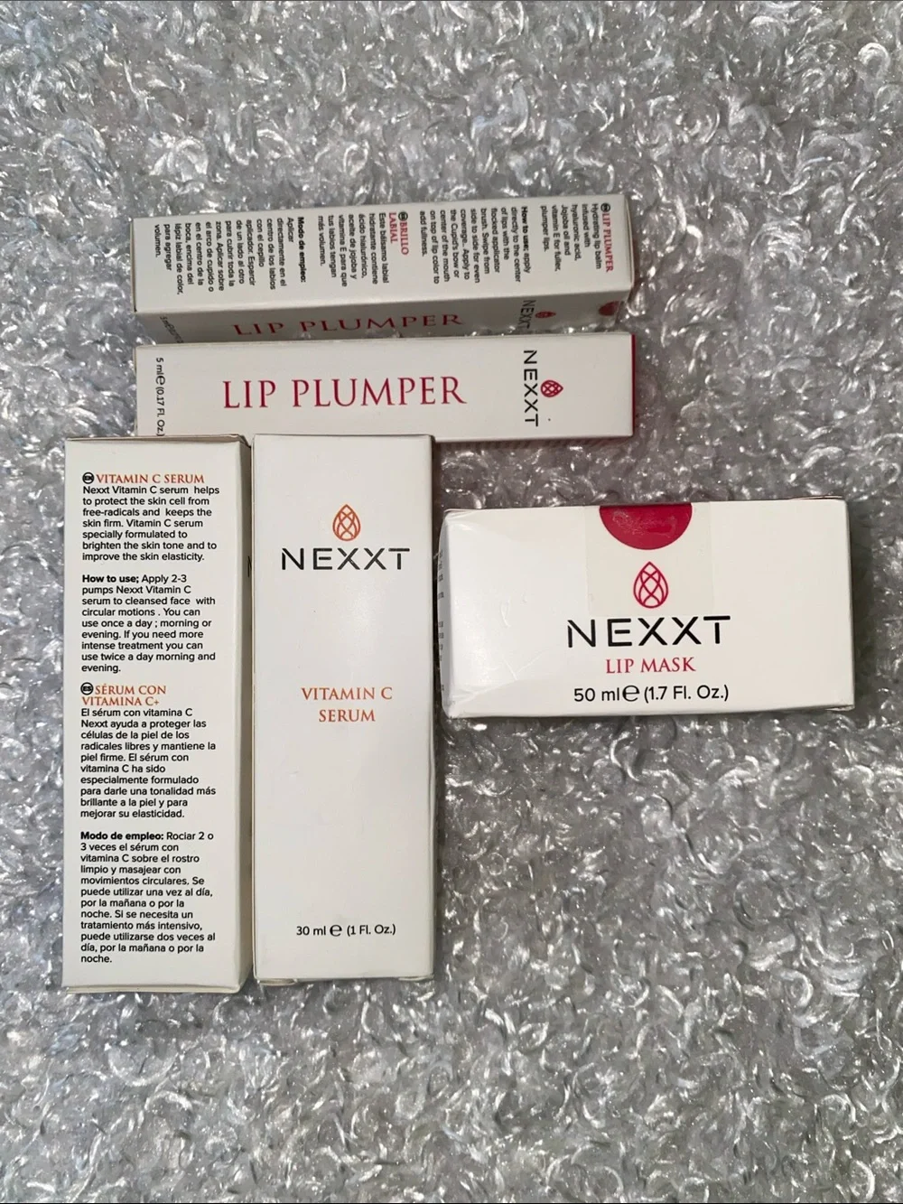 5 pieces Bundle -Lip Mask & Lip Plumper Set in Deep Pink with Vitamin C Serum